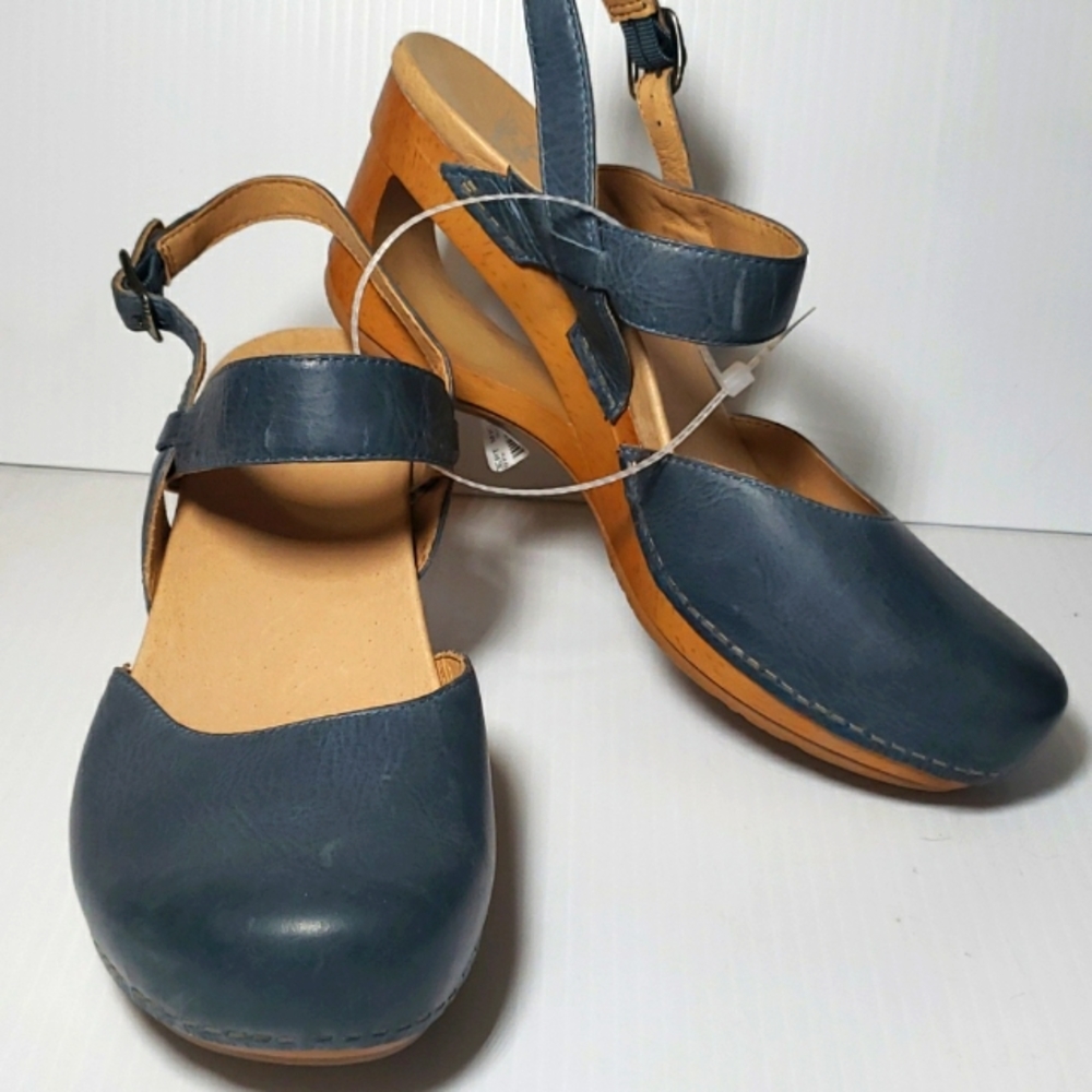 Dansko Taci Denim Leather Wood Heel (9.5-10) 40 …